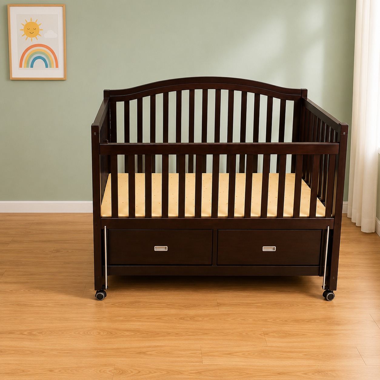 Classic Imported Wood Baby Crib with Storage